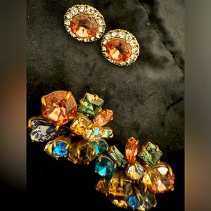 Sophisticated, Multi-color Gem Stone Earrings (2 Pairs)